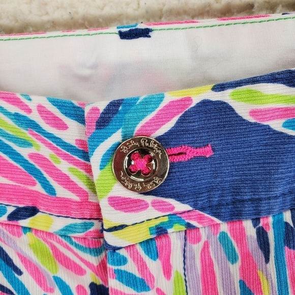 Lilly Pulitzer Walsh Shorts Womens 0 30x3 Palm Reader Pink Blue White Multi - Picture 10 of 13